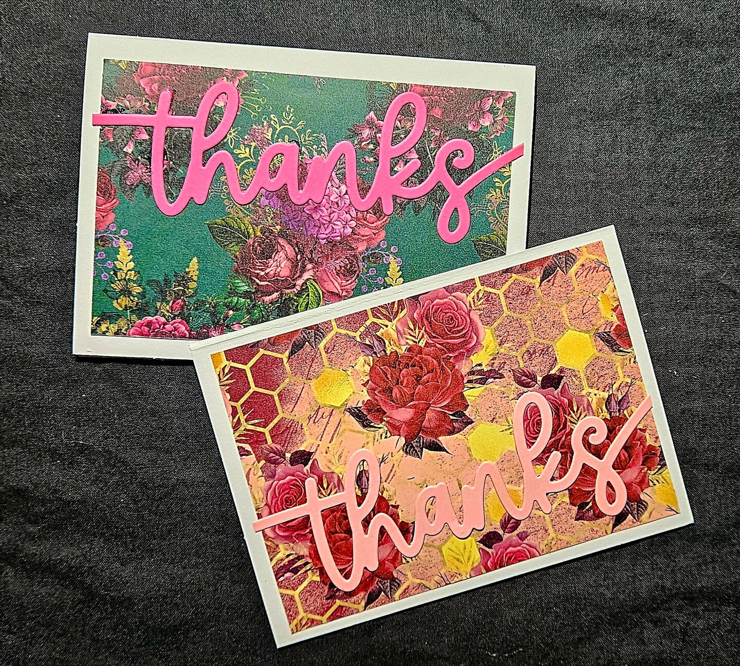 Thank You Cards, Handmade, Floral and Honeybee, Set of 5 Folding Cards ...