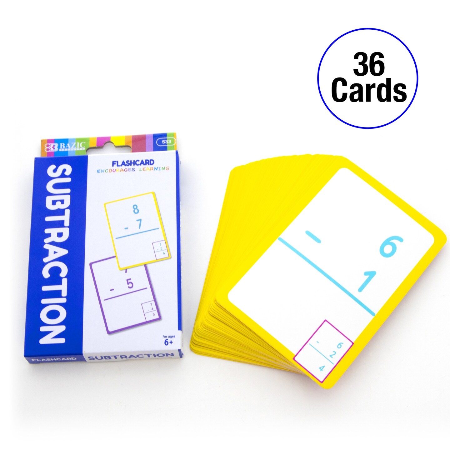 BAZIC Flash Cards Subtraction (36/Pack)