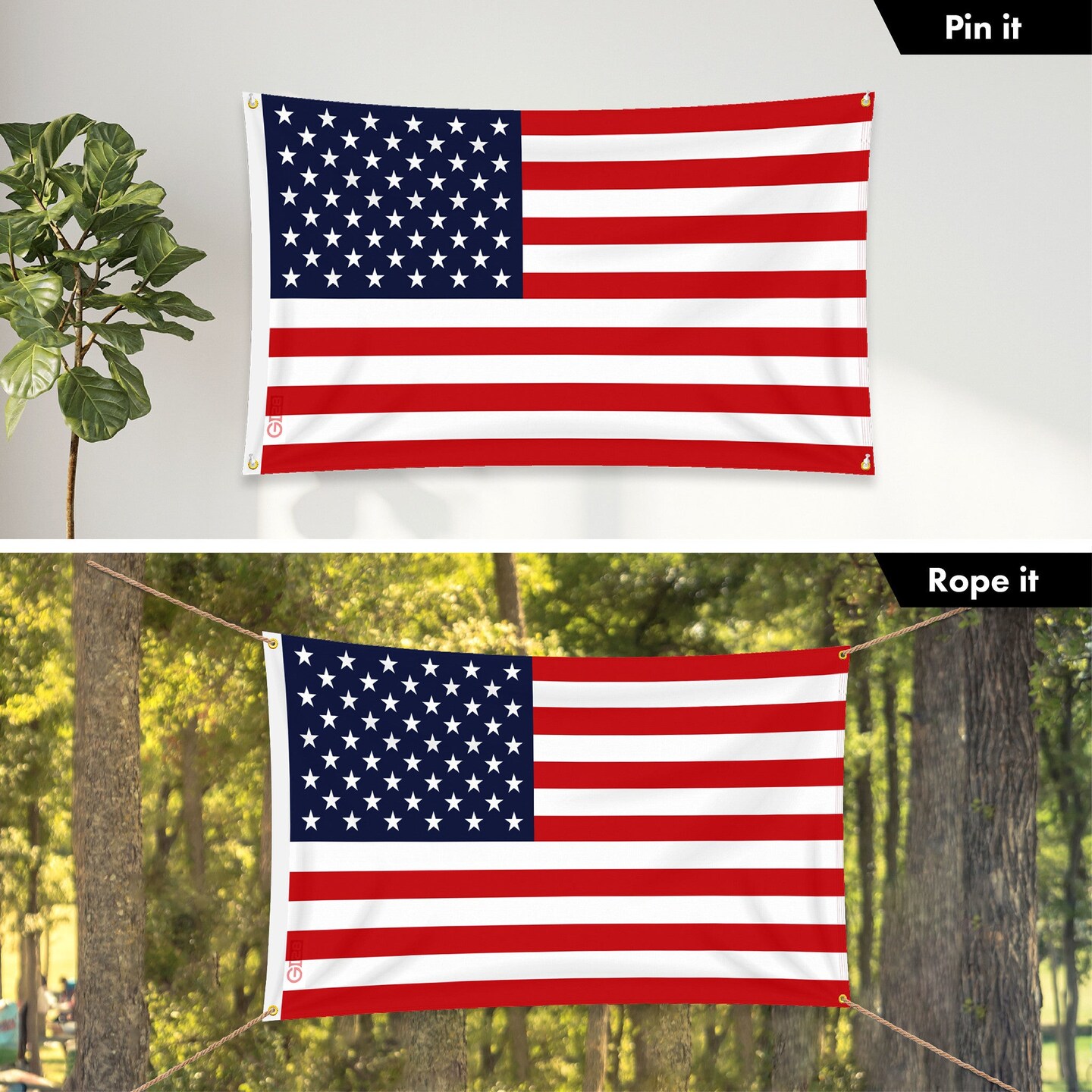 G128 Combo Pack: 6 Ft Tangle Free Aluminum Spinning Flagpole (Black) & American USA Flag 3x5 Ft, LiteWeave Pro Series Printed 150D Polyester, 4 Corner Brass Grommets | Pole with Flag Included
