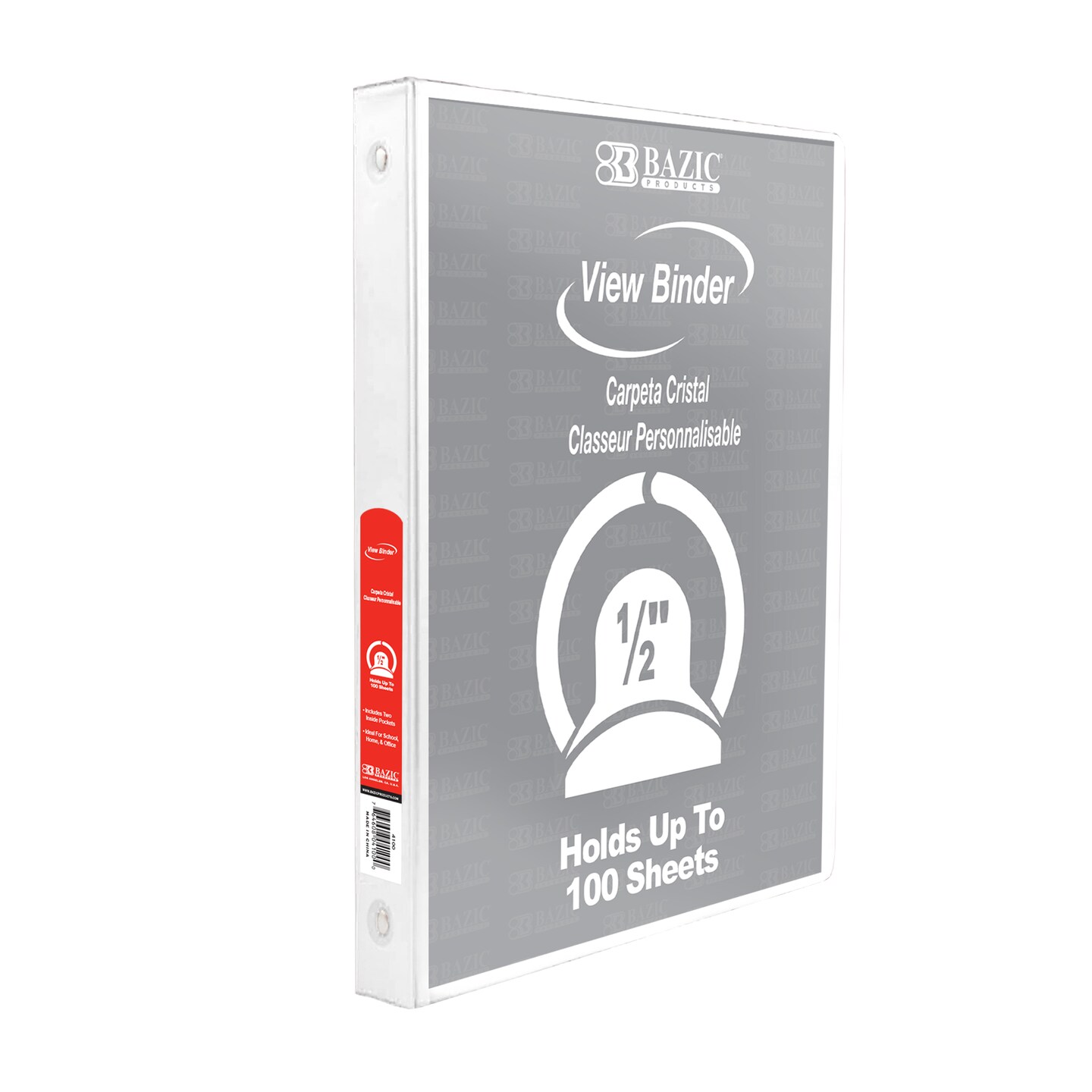 BAZIC 1/2" 3-Ring View Binder w/ 2-Pockets (11 Color Available)