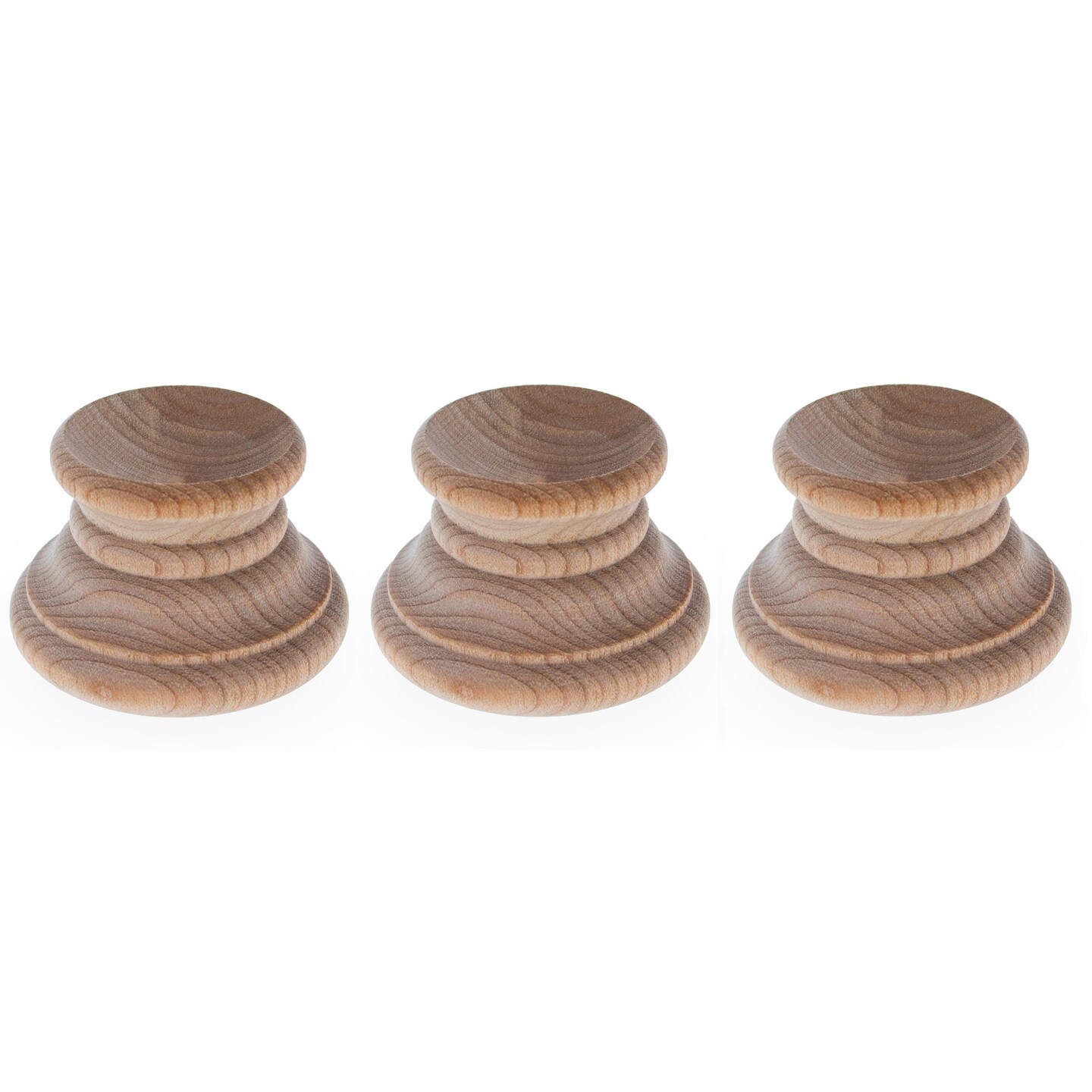 Set of 3 Unfinished Wooden Egg Stands Holders Displays 1.15 Inch Tall