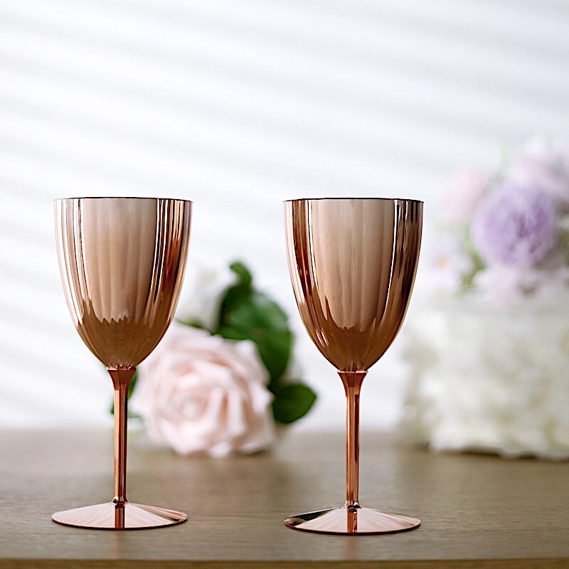 8 oz Metallic Premium Disposable Plastic Wine Glasses