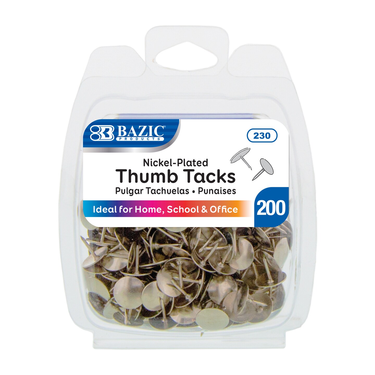 BAZIC Thumb Tack Nickel (Silver) (200/Pack)