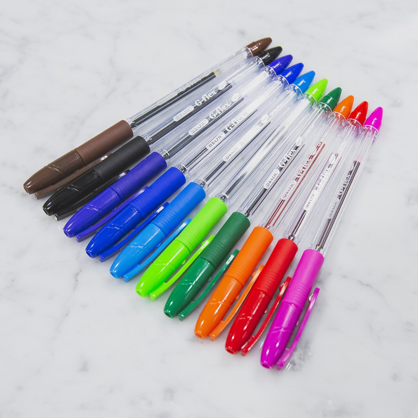BAZIC G-Flex 10 Color Oil-Gel Ink Pen w/ Cushion Grip