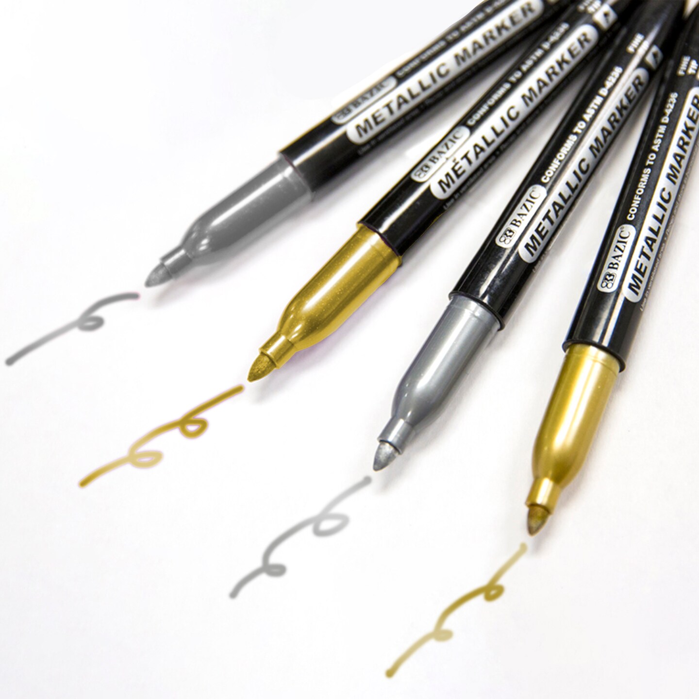 BAZIC Silver &#x26; Gold Metallic Markers (2/Pack)