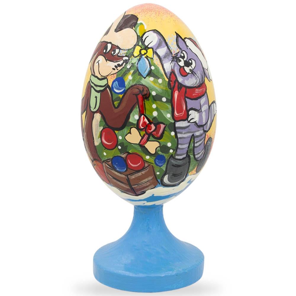 Matroskin and Sharik in Prostokvashino Decorating Christmas Tree Wooden Figurine