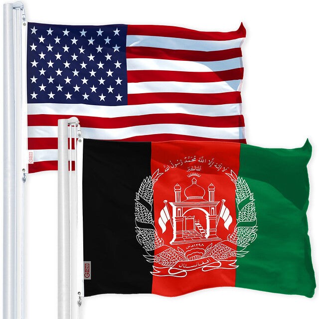 G128 Combo Pack: USA American Flag &#x26; Afghanistan Afghan Flag 3x5 FT Printed 150D Polyester