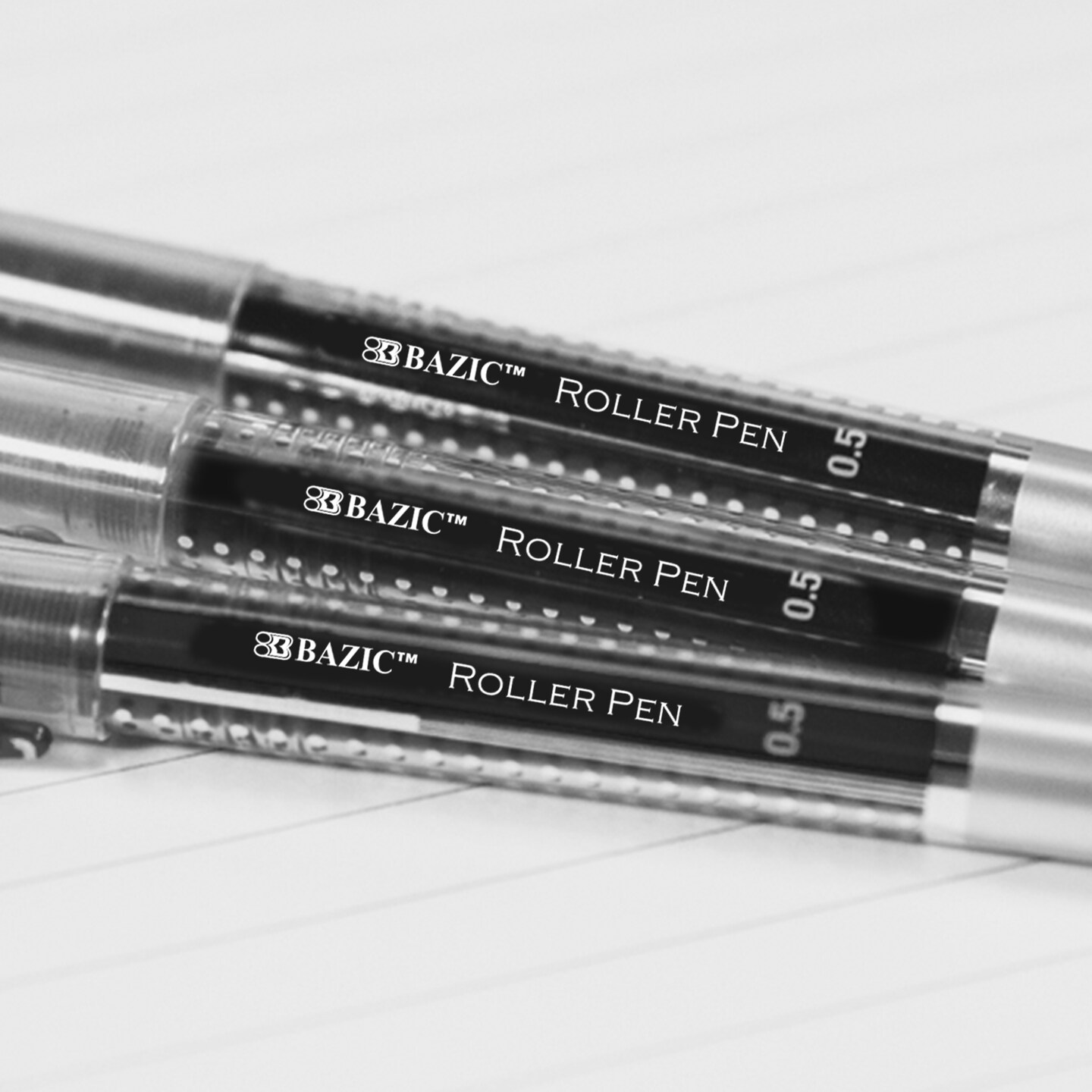 BAZIC Norte Black Needle-Tip Rollerball Pen (3/Pack)
