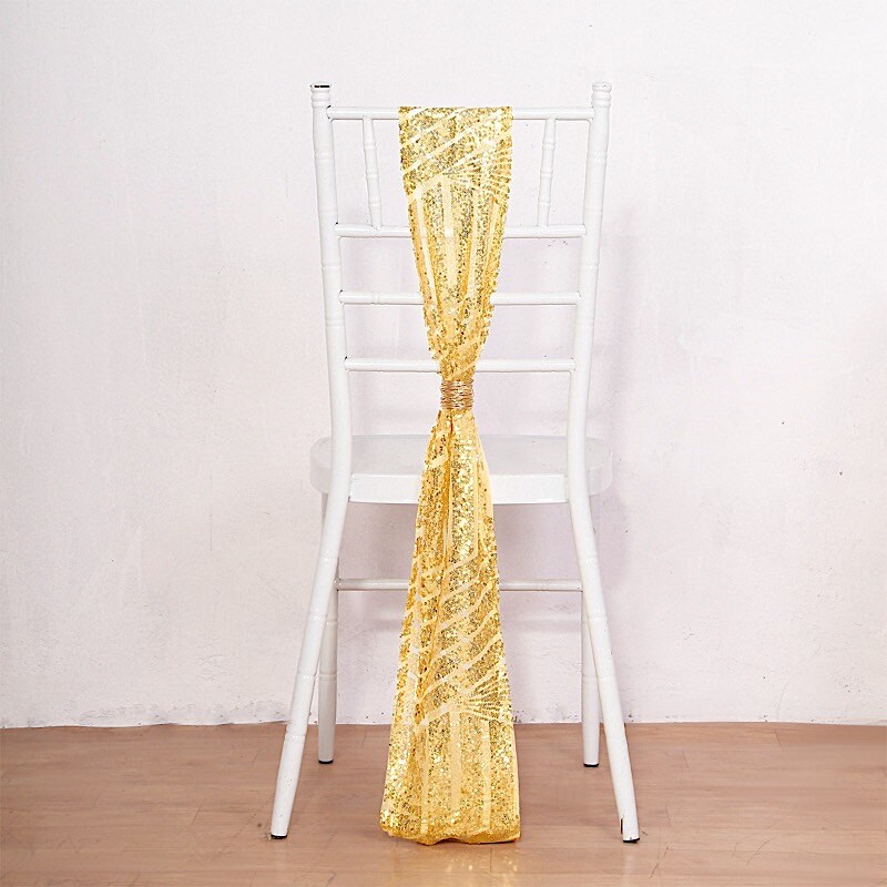 5 Sequined Geometric Design Tulle CHAIR SASHES Michaels