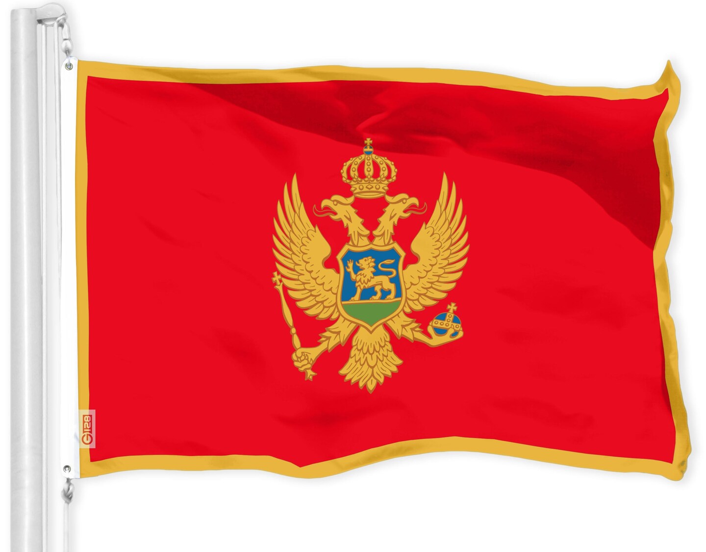 G128 Montenegro Montenegrin Flag | 3x5 Ft | LiteWeave Pro Series Printed 150D Polyester | Country Flag, Indoor/Outdoor, Vibrant Colors, Brass Grommets