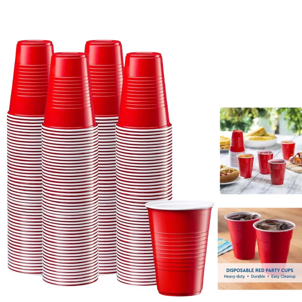 18 oz Red Party Cups Heavy-Duty BPA-Free Plastic