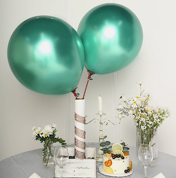 5 pcs 18&#x22; Chrome Metallic Latex Helium Air Balloons