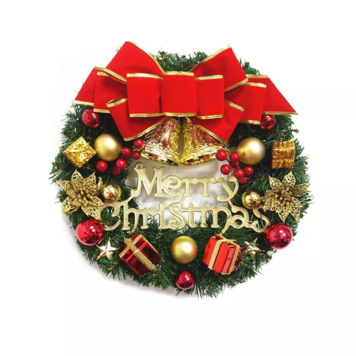 12 Inches Hanging Christmas Wreath Garland Bell Decor