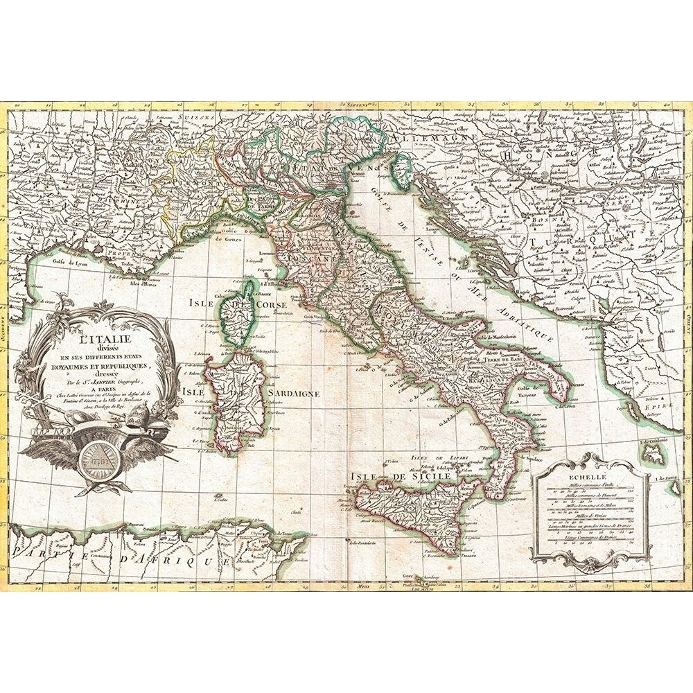 Map Of Italy 1770 Poster Print By Janvier Robert