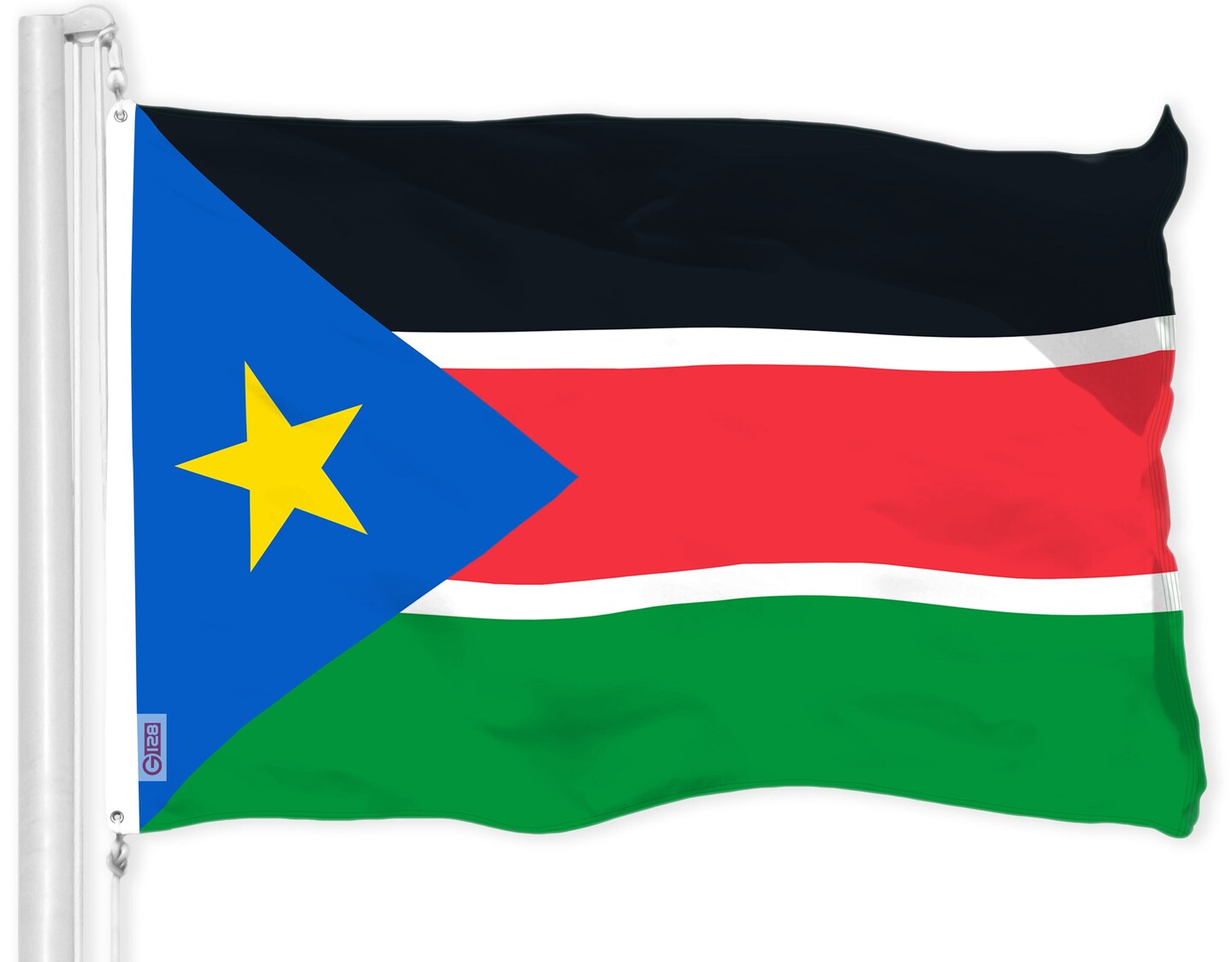 G128 South Sudan South Sudanese Flag | 3x5 Ft | LiteWeave Pro Series Printed 150D Polyester | Country Flag, Indoor/Outdoor, Vibrant Colors, Brass Grommets, Thicker and More Durable Than 100D 75D Poly