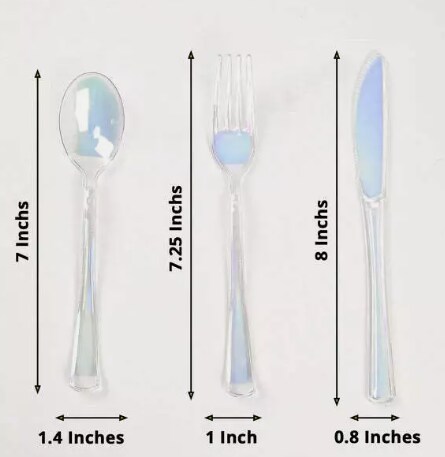 24 Iridescent Disposable Plastic Cutlery Spoon Fork Knife Set