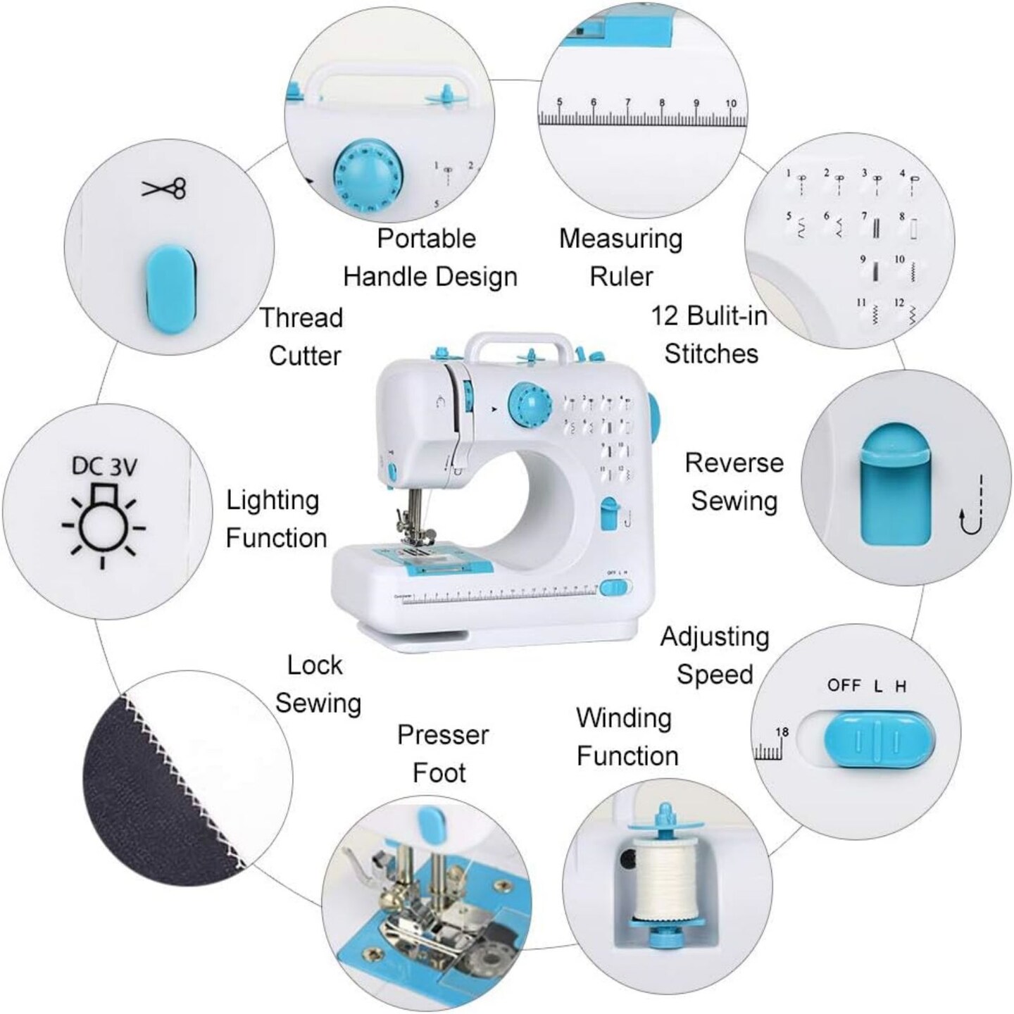 Mini Sewing Machine Portable Multi-Purpose Crafting Mending Machine Household