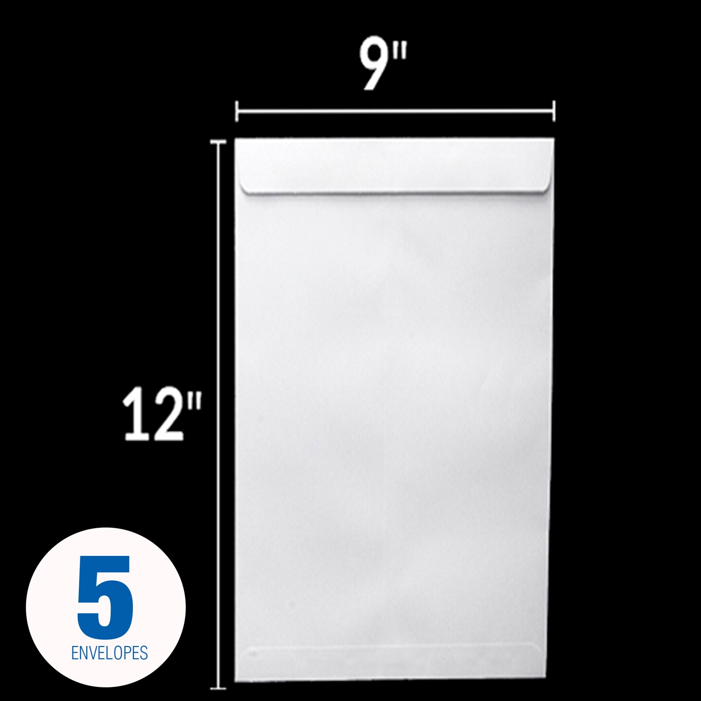 BAZIC Self-Seal White Envelope 9&#x22; x 12&#x22; (5/Pack)