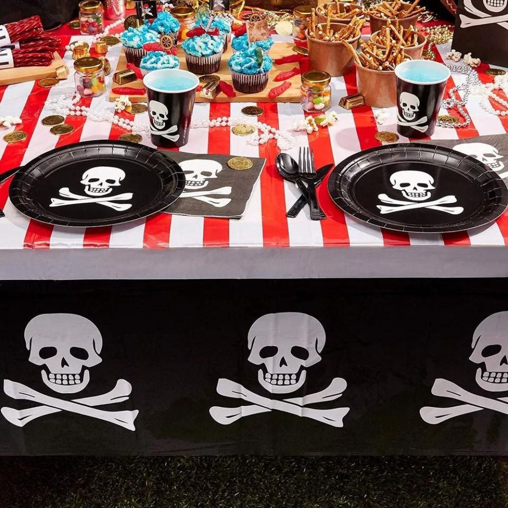 144 Pcs Pirate Party Supplies with Plates, Napkins, Cups and Cutlery, Serves 24