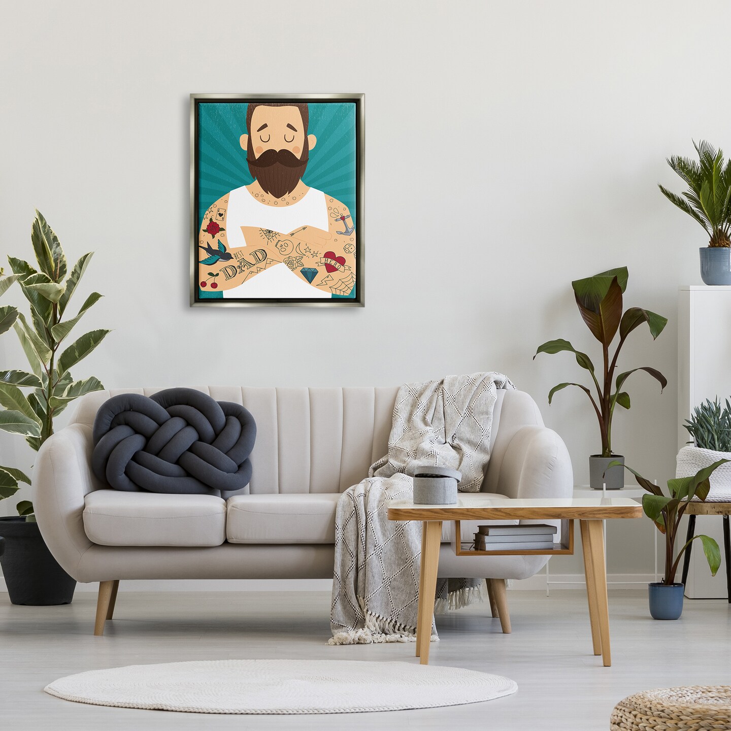 Stupell Industries Best Dad Father&#x27;s Day Tattoos Black Framed Floater Canvas Wall Art
