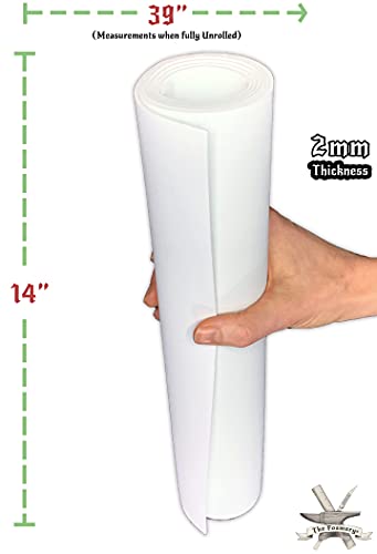 EVA Foam Cosplay - 2mm (1mm to 10mm) - White or Black - 14&#x22; x 39&#x22; Sheet - Ultra High Density Craft Foam 85 kg/m3 - by The Foamory