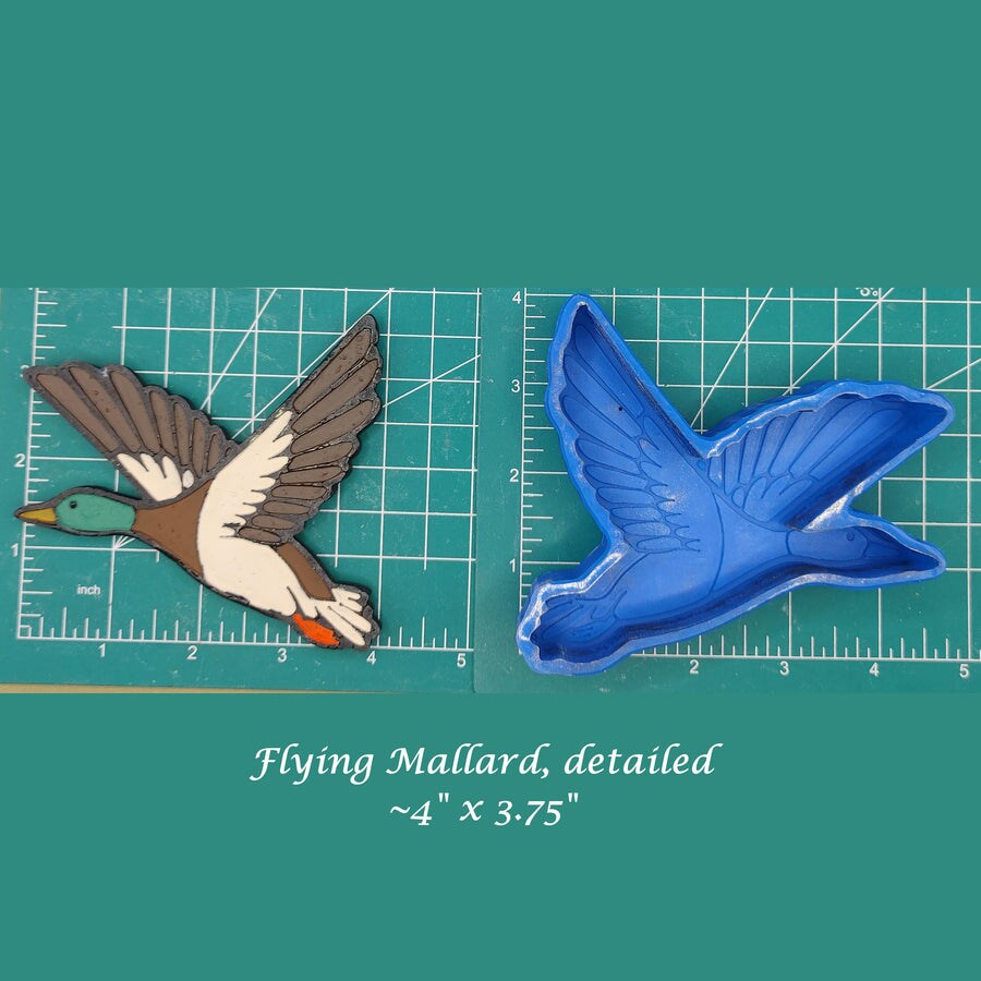 Flying Mallard duck, detailed, silicone freshie mold