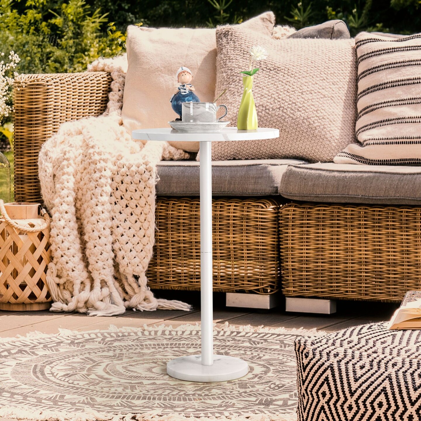 Small Spaces Pedestal Side Table for Sofa Couch Chair Patio