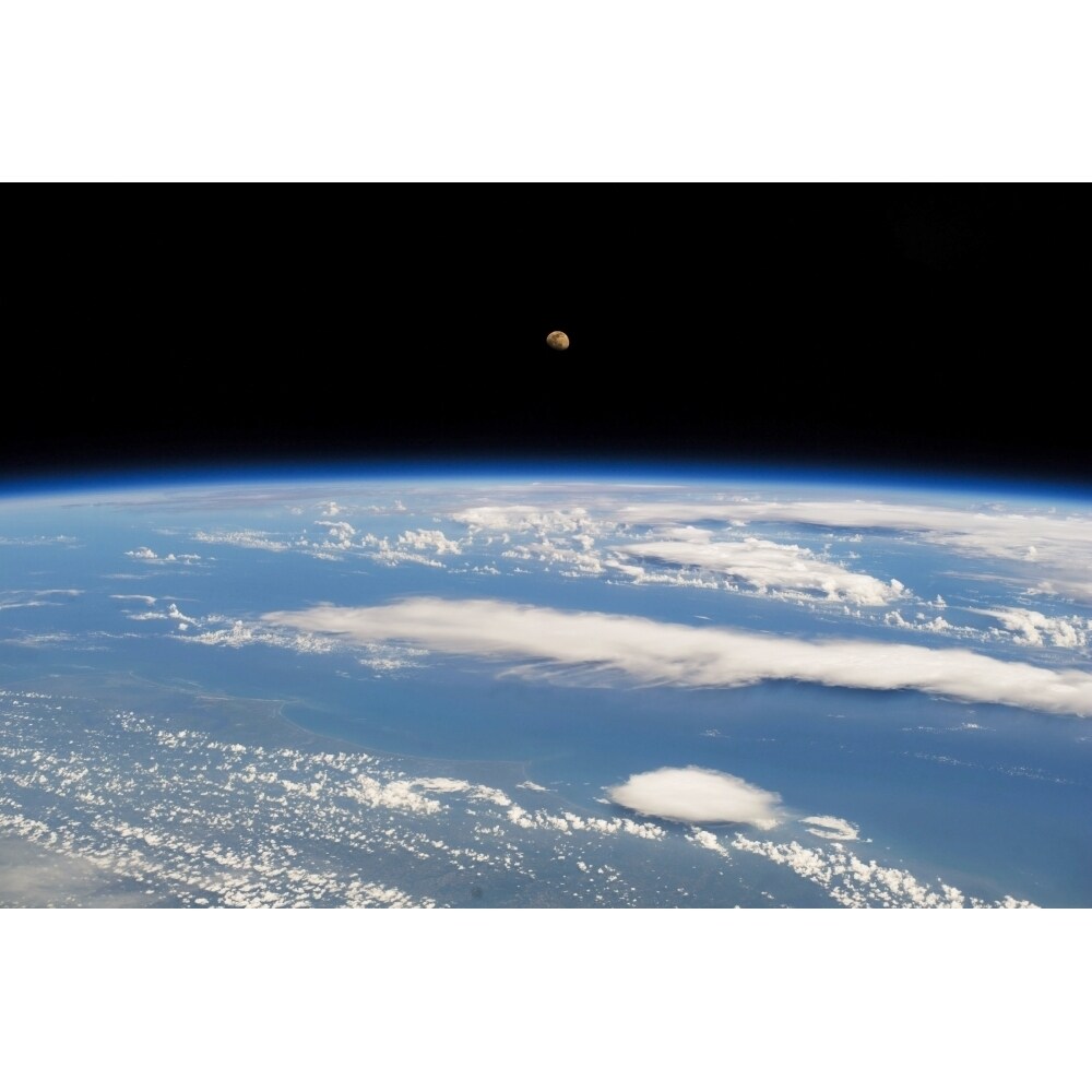 View Of Planet Earth From Space Showing North America And Moon In The ...