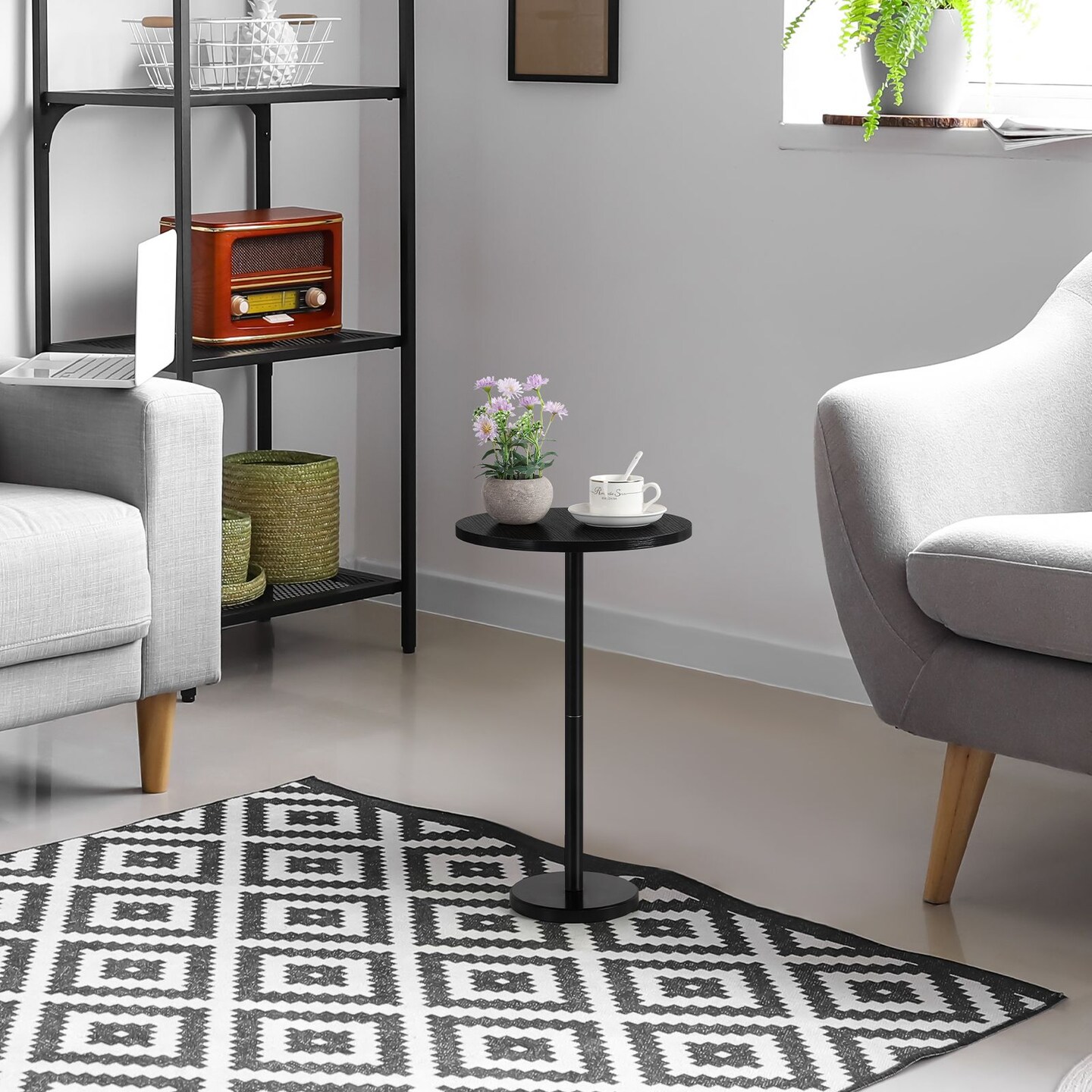 Small Spaces Pedestal Side Table for Sofa Couch Chair Patio