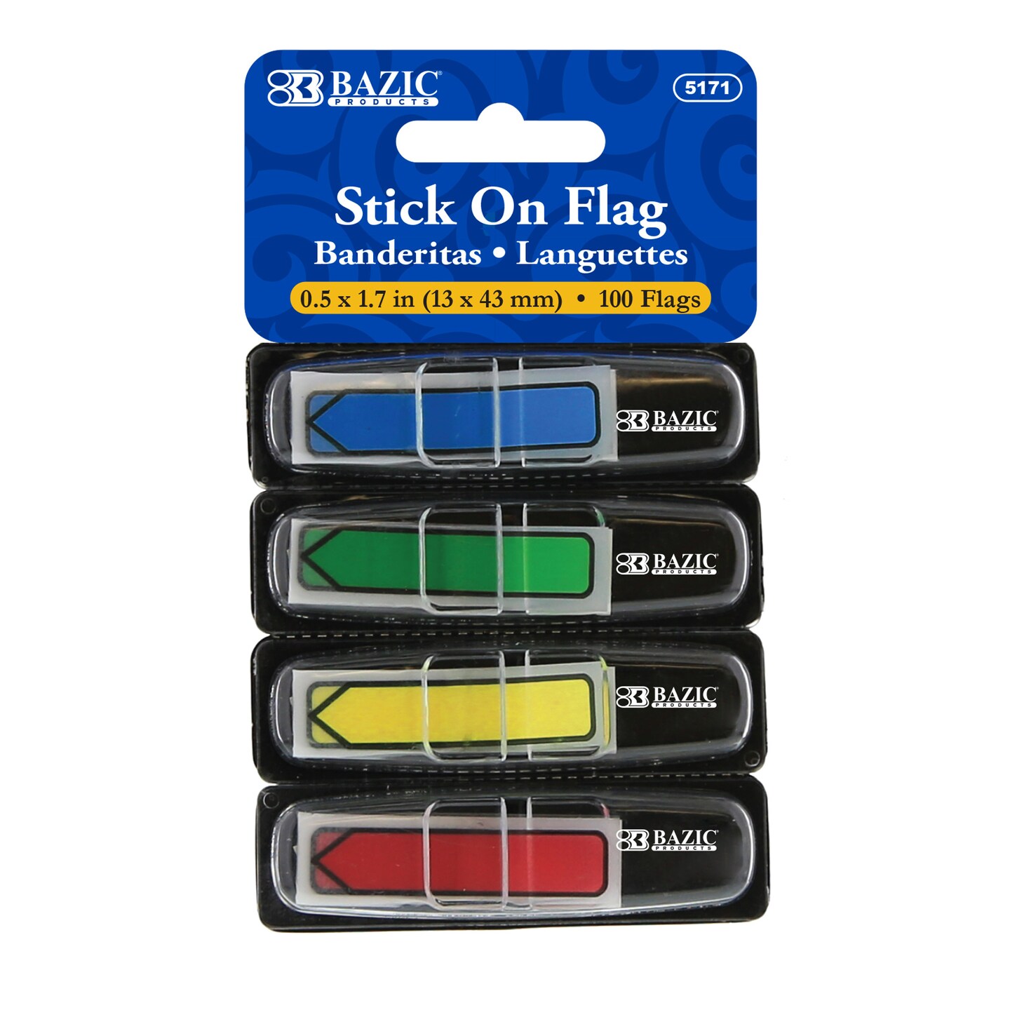 BAZIC Flags Neon Color Printed Arrow Dispenser (4/Pack)