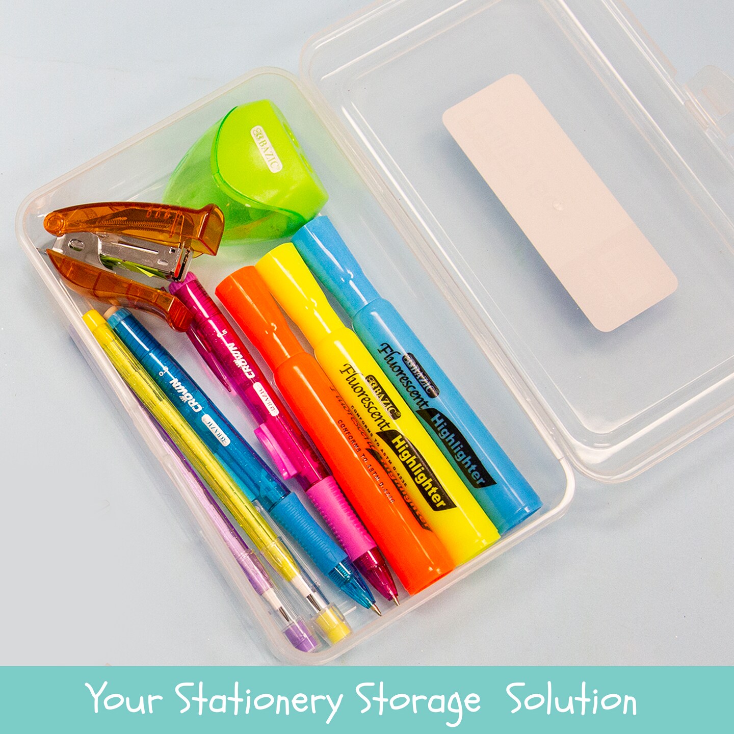 BAZIC Pencil Case Multipurpose Utility Box - Clear