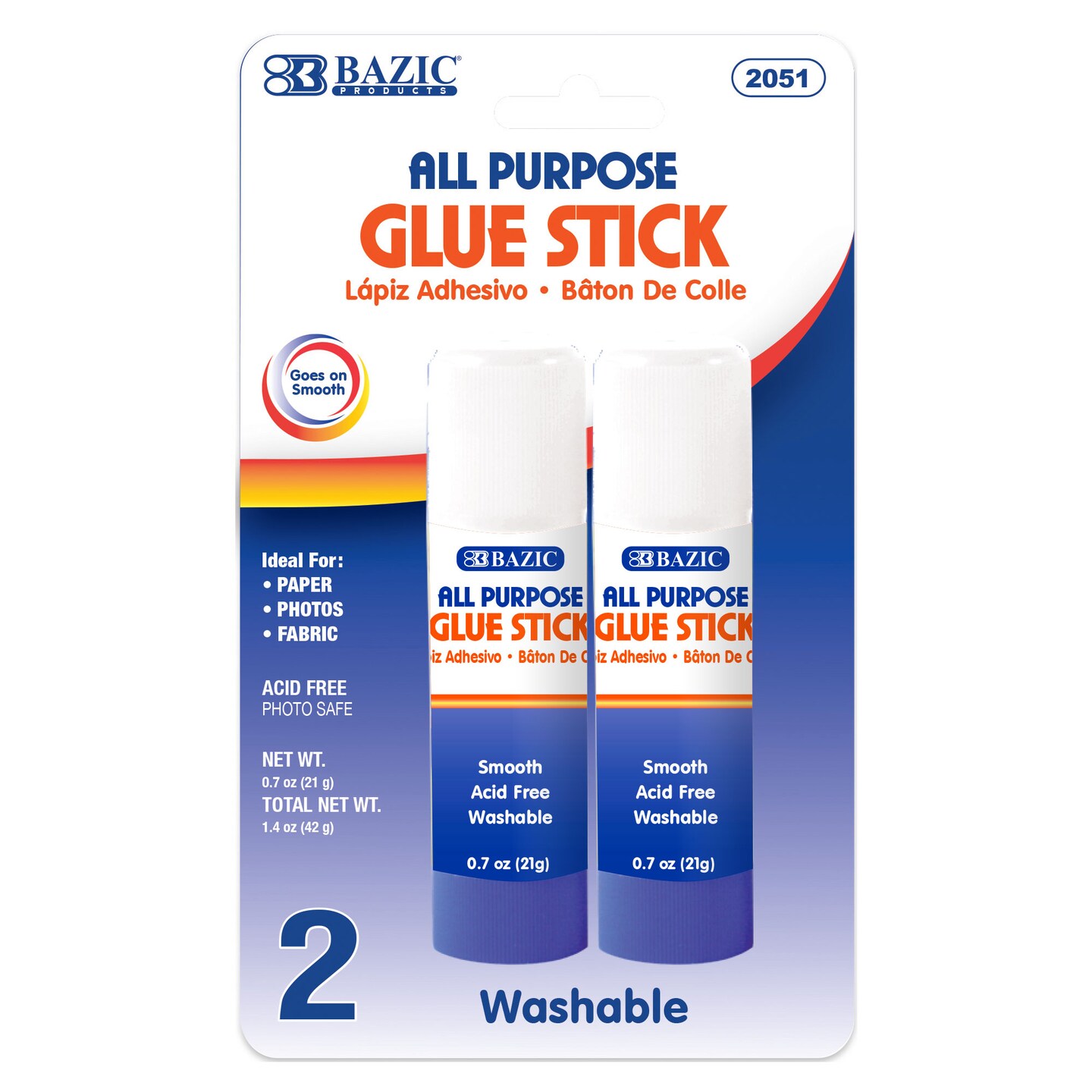 BAZIC Glue Stick Premium 0.7 oz (21g)(2/Pack)
