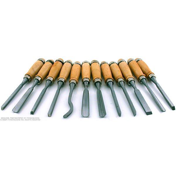 Set of 12 Chisels with Canvas Case, Wood Chisels for Woodworking, Wood  Work