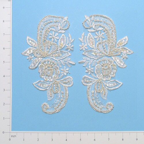 7 1/4" x 4 1/4" Vintage Wild Flower Lace Applique/Patch Pack of 2