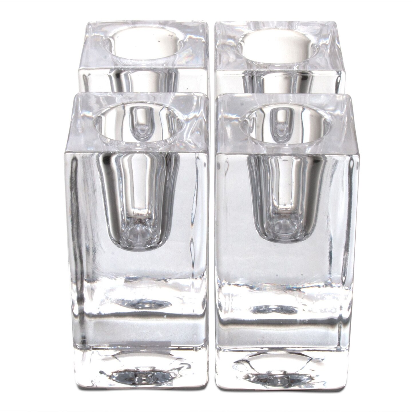 Chunky Glass Taper Candle Holder, Single Holder, Clear