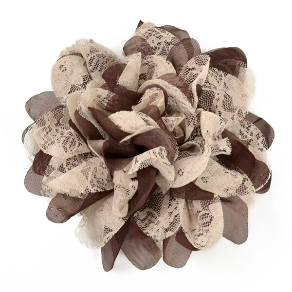 Mary Kate Lace Chiffon Flower Brooch Pin and Hair Clip Accessory