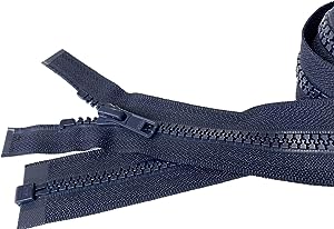 2pcs 30 Inch YKK #5 Vislon Molded Plastic Separating for Medium Weight Jacket Zippers - Made in USA (Deep Navy - 058)