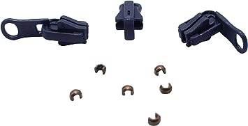 ZipperStop Wholesale Distributor YKK Zipper Repair Kit Solution, YKK #5 Molded Reversible Fancy Pulls Vislon Slider Made in USA - 3 Pulls Per Pack (Navy 3pcs)