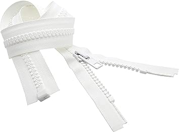 YKK #10 Heavy Duty Vislon Molded Plastic Marine Separating Zipper - Color White - Select Length - 1 Zipper Per Pack (68")