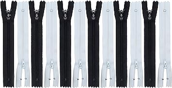 Zipperstop Wholesale YKK 16" Zipper YKK #3 Skirt & Dress ~ 6 Black and 6 White (12 Zippers / Pack)