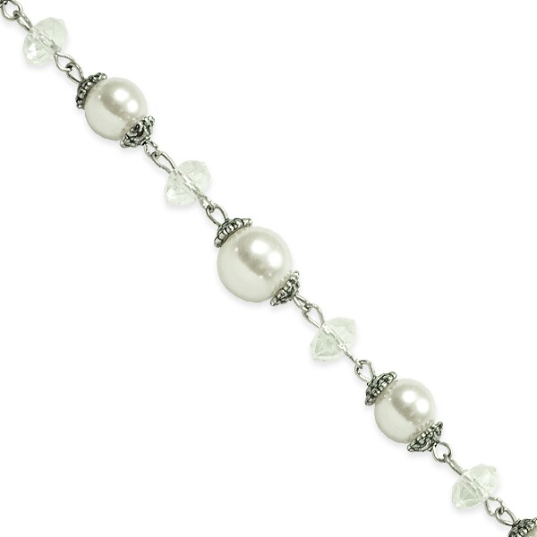 Vintage Faceted Crystal Bead and Pearl Trim