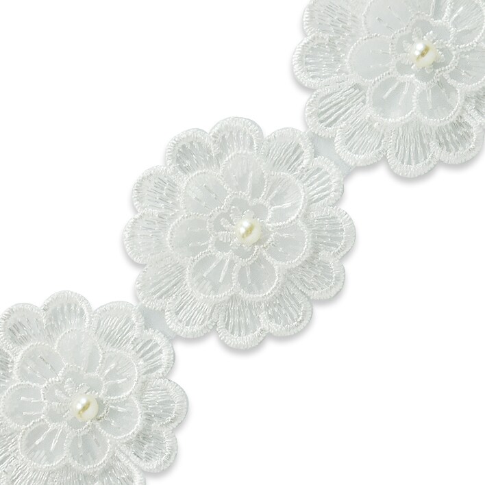 Eartha Embroidered Marigold and Pearl Trim