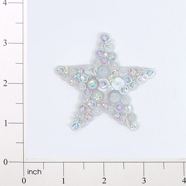 Sequin Star Applique Patch - Silver 2