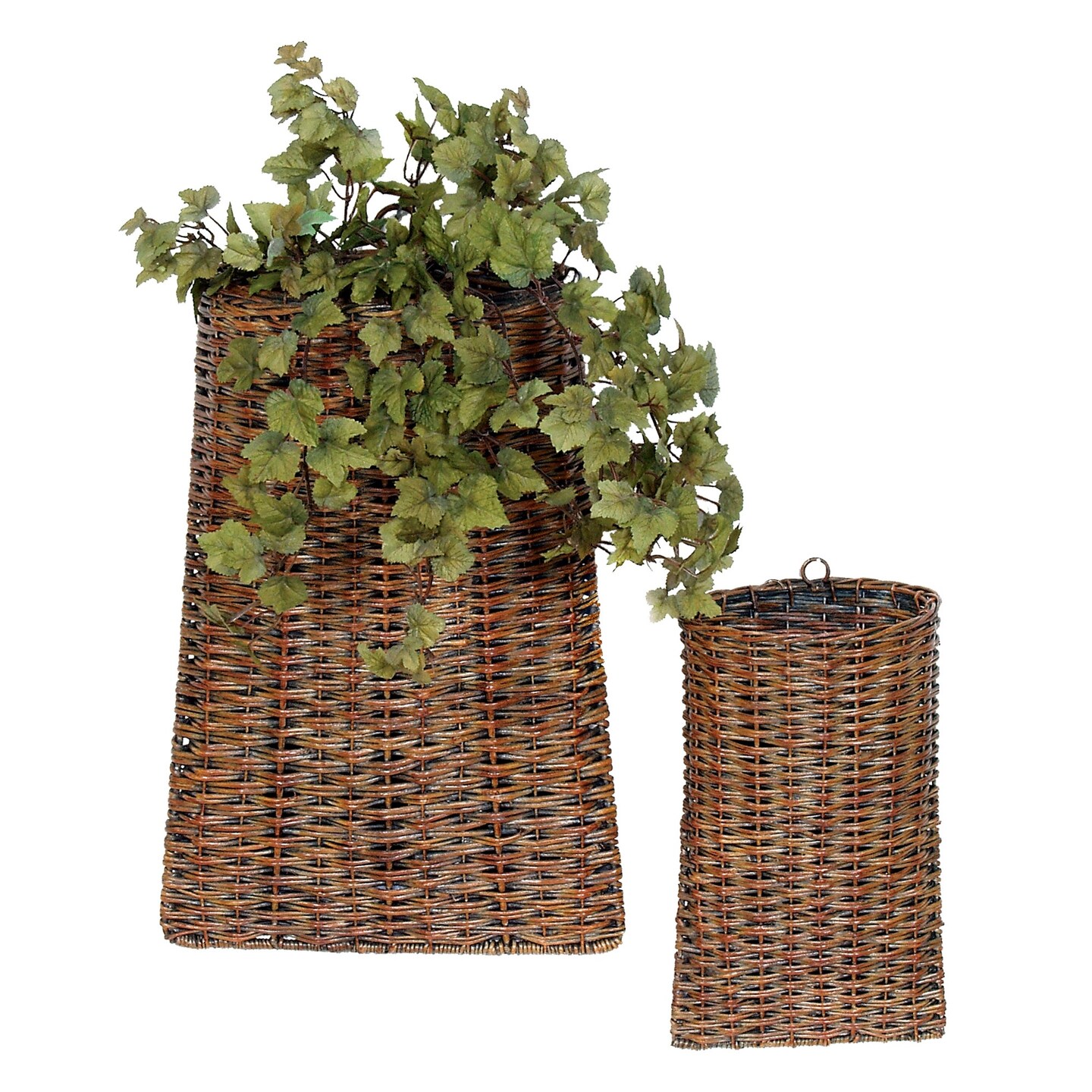 Melrose Set of 2 Brown Rustic Hanging Wall Pocket Baskets 18&#x22;