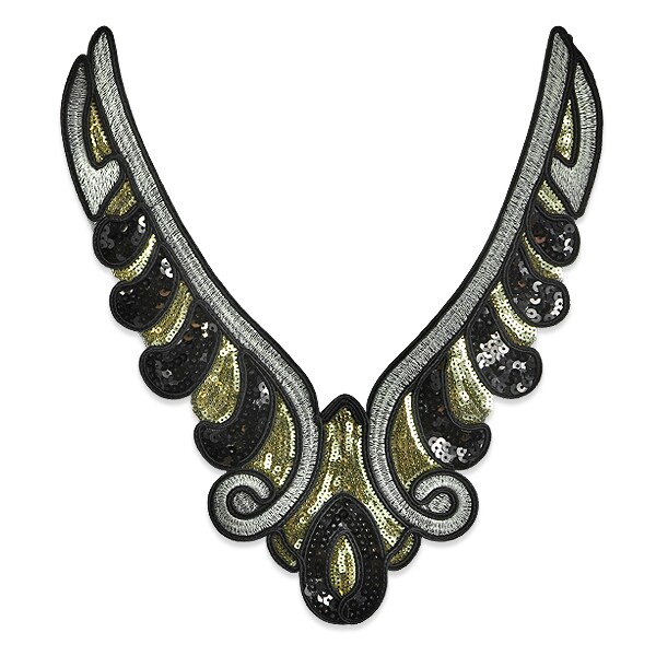 Glamorous Flourish Sequin Collar Applique 11" x 9"Sequin Collar