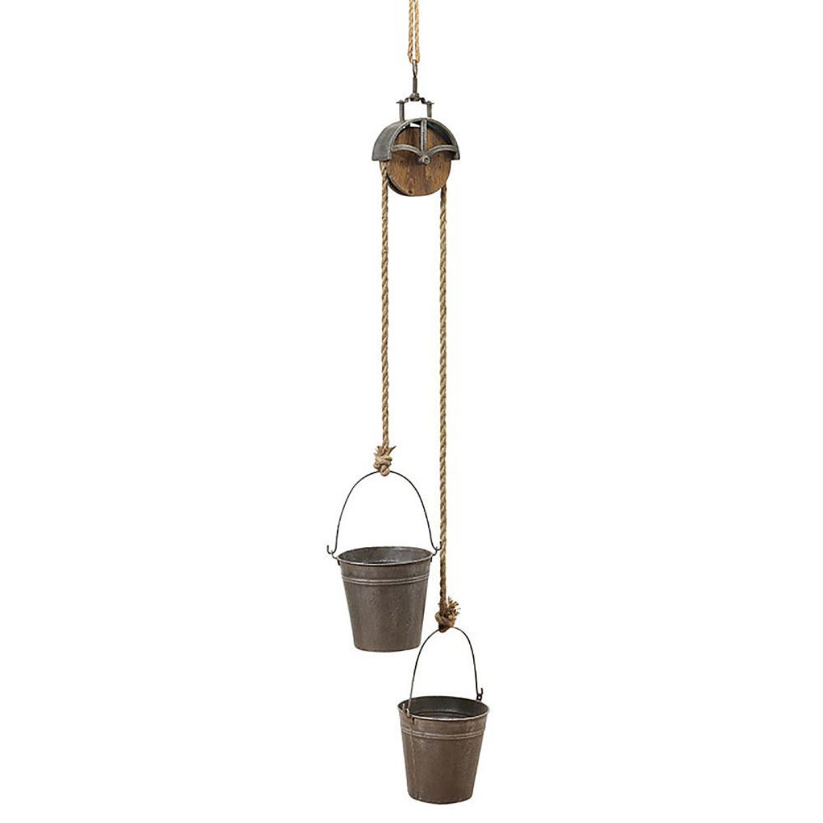 Gerson 44.5-Inch Metal Pulley with Buckets Planter