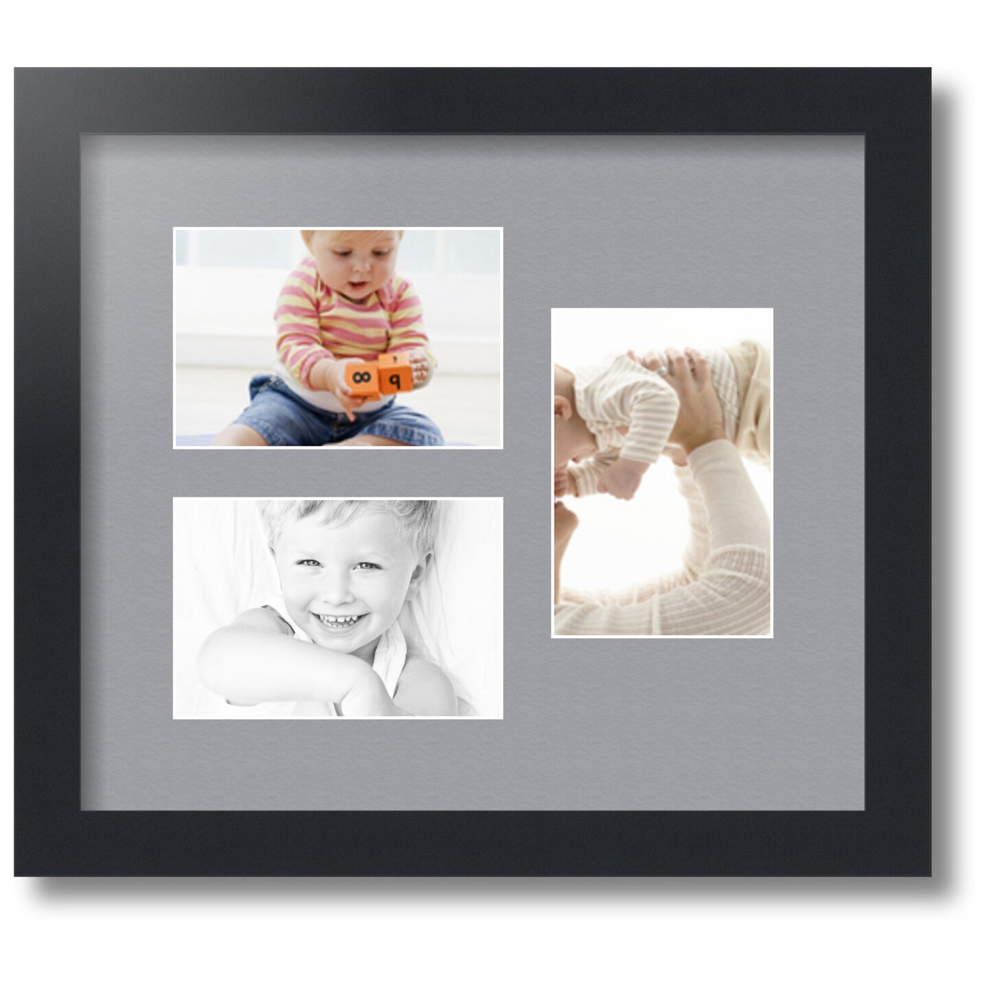 ArtToFrames Collage Photo Picture Frame with 3 - 4x6 inch Openings, Framed in Black with Over 62 Mat Color Options and Regular Glass (CSM-3926-389)