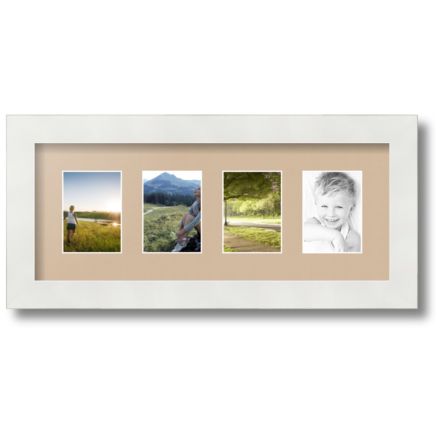 ArtToFrames Collage Photo Picture Frame with 4 - 2.5x3.5 inch Openings, Framed in White with Over 62 Mat Color Options and Regular Glass (CSM-3966-20)