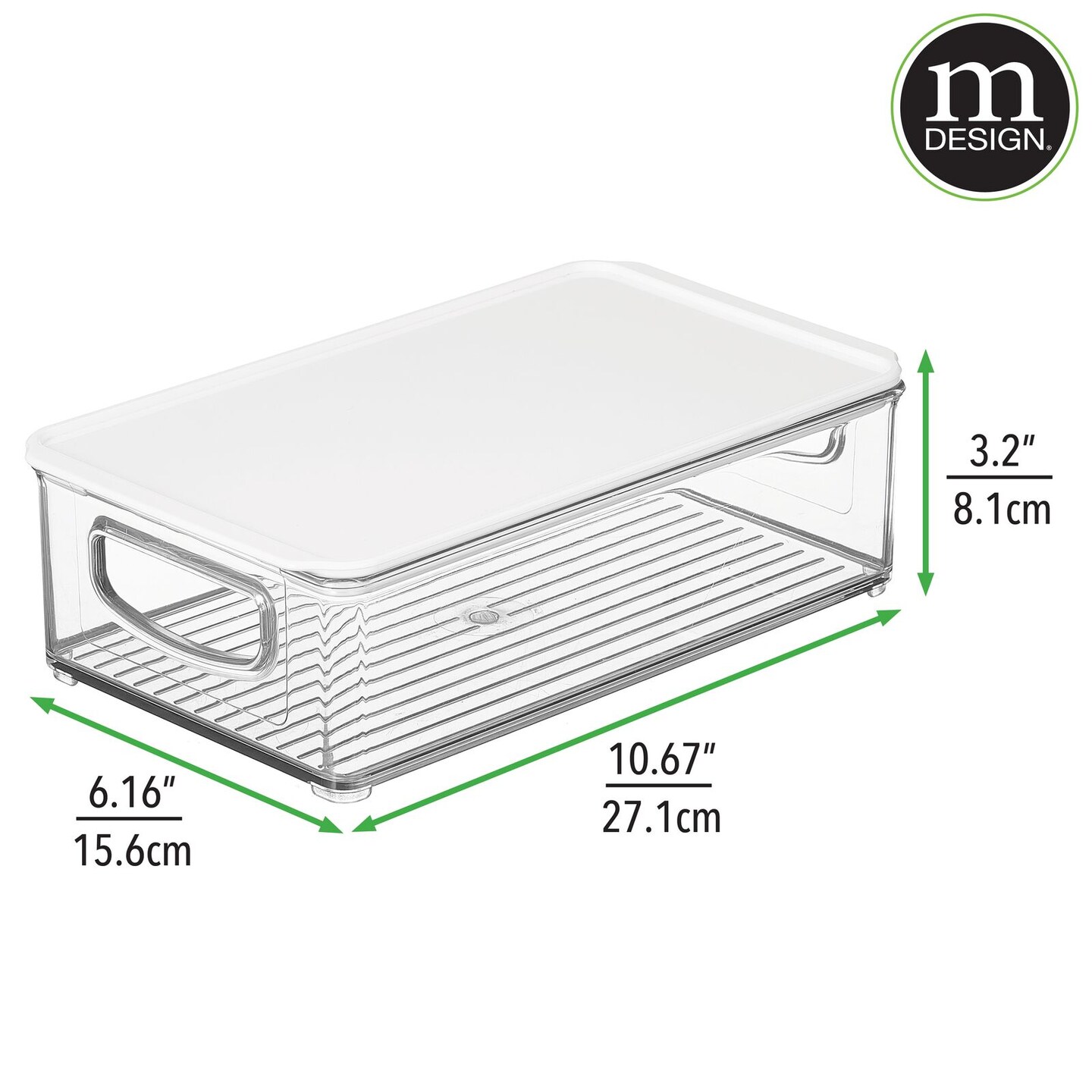 mDesign Slim Plastic Kitchen Food Storage Bin, Lid/Handles, 8 Pack