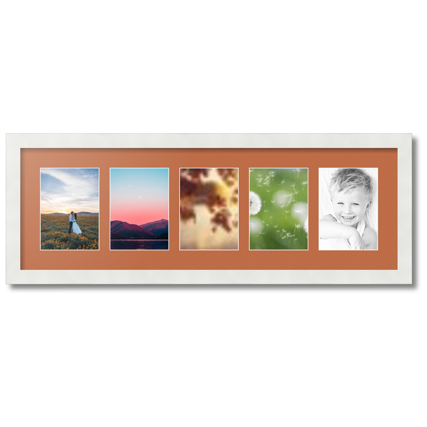 ArtToFrames Collage Photo Picture Frame with 5 - 5x7 inch Openings, Framed in White with Over 62 Mat Color Options and Plexi Glass (CSM-3966-152)